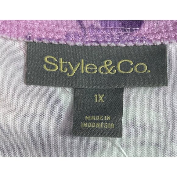 Style & Co Womens Floral Print Short Sleeve Tee 1X Millie Pink Made In Indonesia - Picture 8 of 9